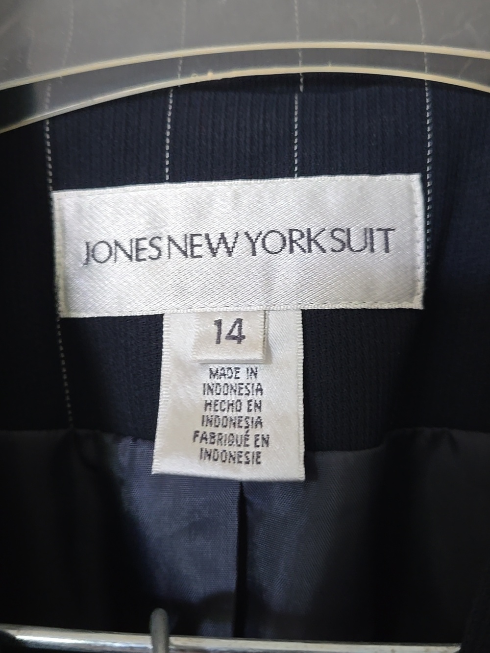 Jones New York Navy Pinstripe Double-Breasted Jacket and Pant - Picture 3 of 9